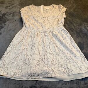 Coincidence Chance Ivory Lace Overlay Fit Flare Dress Short Sleeve Womens Large